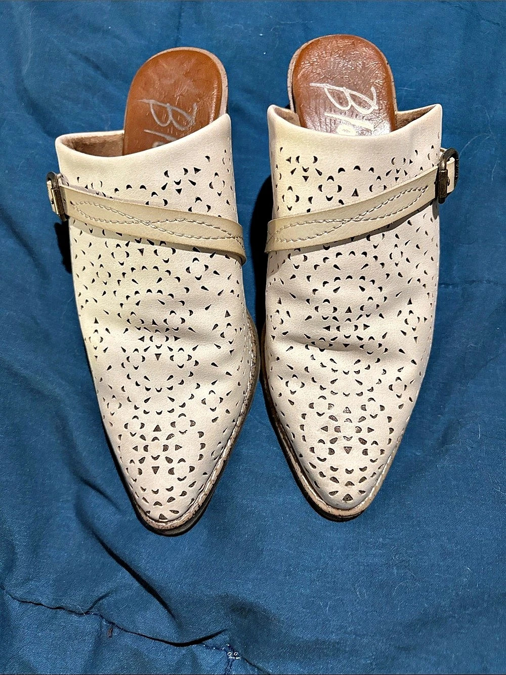Blowfish Malibu Leather Mules in Cream